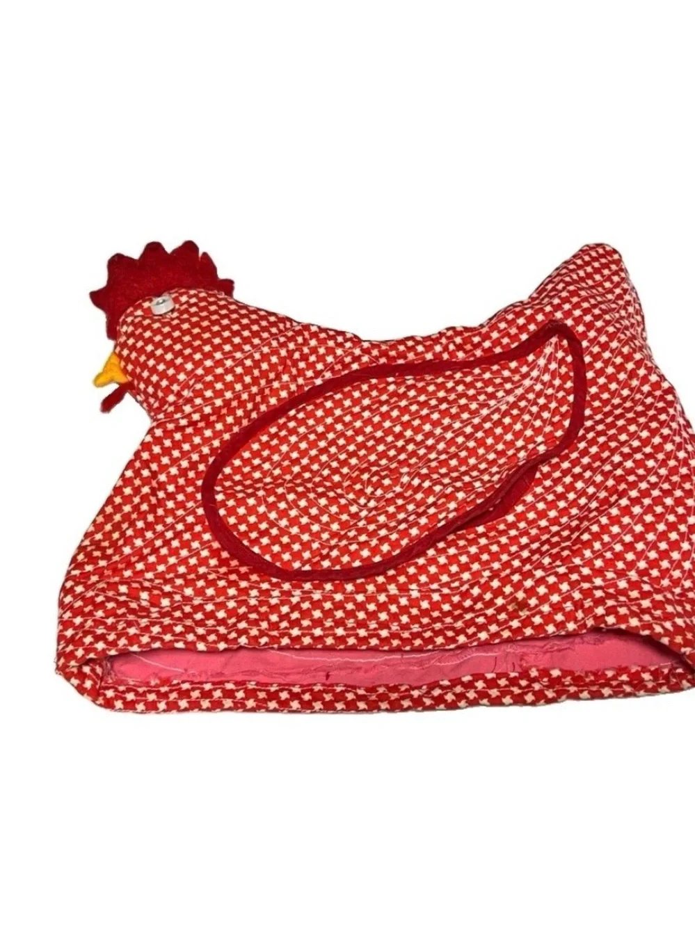 Vintage  1970’s Handmade Quilted Chicken Bread Warmer Basket Cover